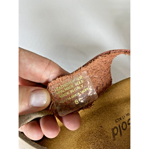 BIO-GOLD Genuine Leather Sandals Made In Italy Brick/Taupe Woman Size 8 EUC - Picture 8 of 11